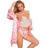 A variety of sexy pajamas, home wear, large-sized striped bathrobes, silk leopard print outer gowns, bathrobes 037 are available for export Application Scenario